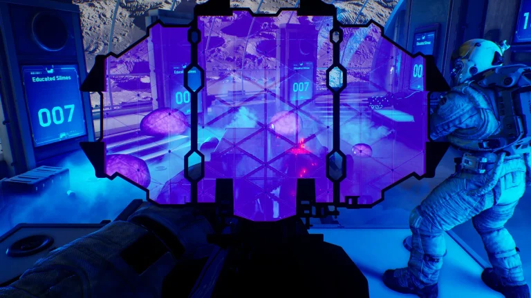 Two astronauts working together in a low-gravity lunar environment in Together: Moon Escape