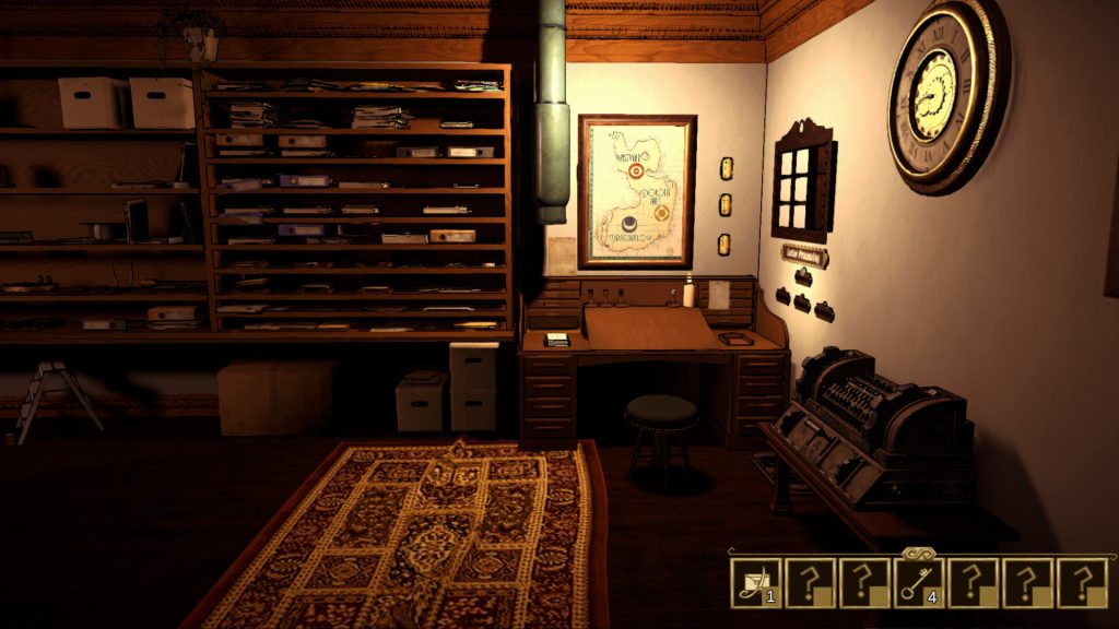Letter Lost official screenshot showing the Kharnym Isle post office work area