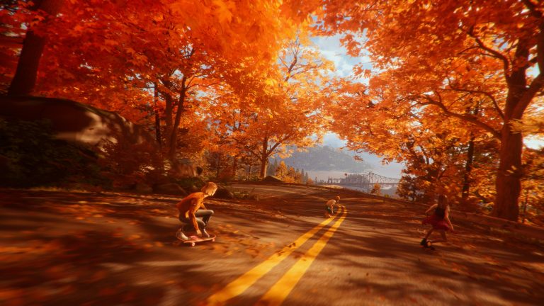 Stacey, Slater, and Cassandra skate downhill together in Mixtape