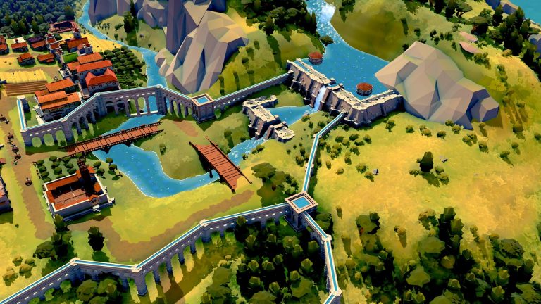 A Nova Roma dam feeding a long aqueduct across uneven terrain