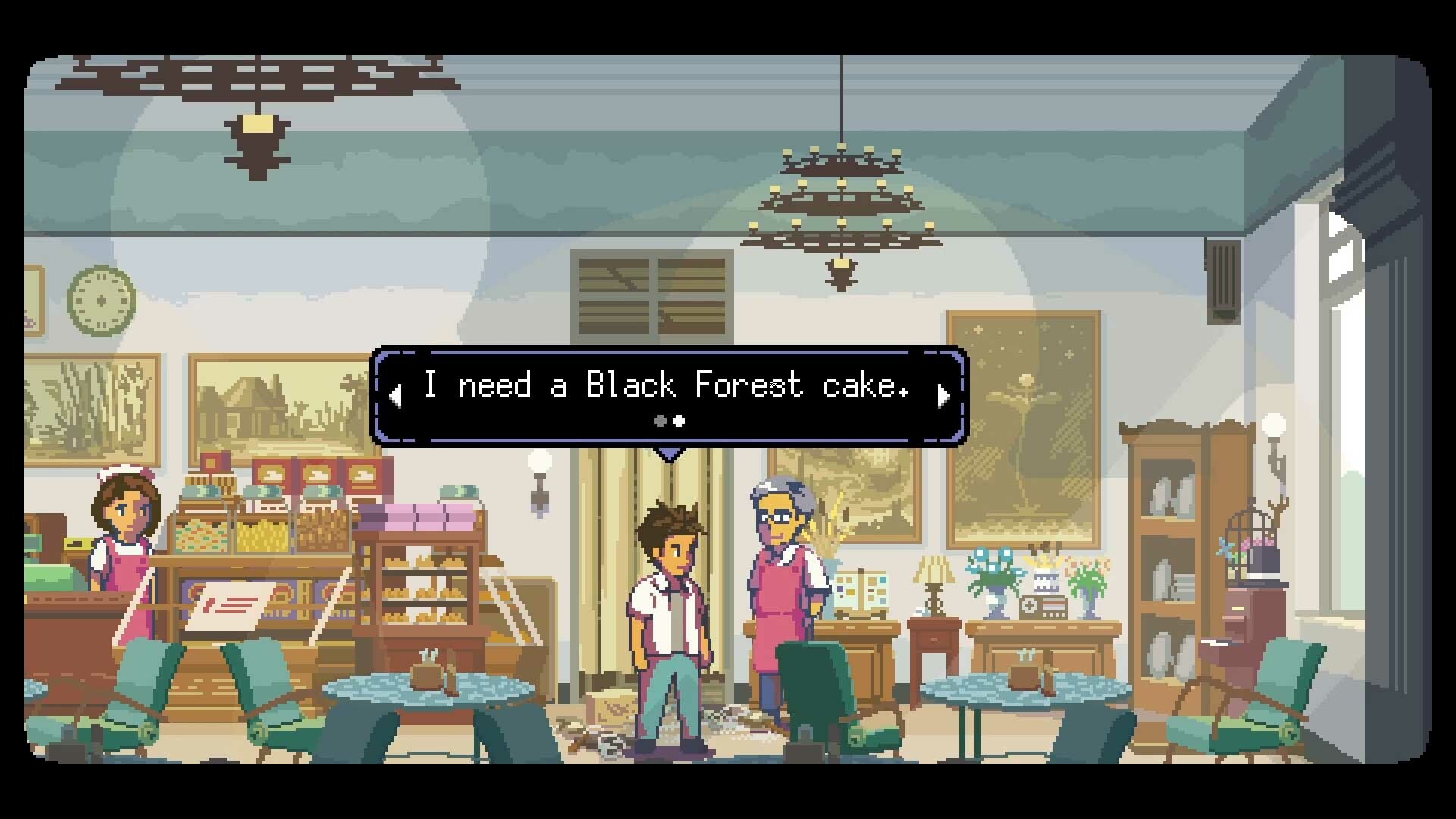 Ordering the Black Forest cake in Chapter 2
