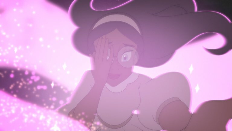 Carole surrounded by purple light in Bye Sweet Carole