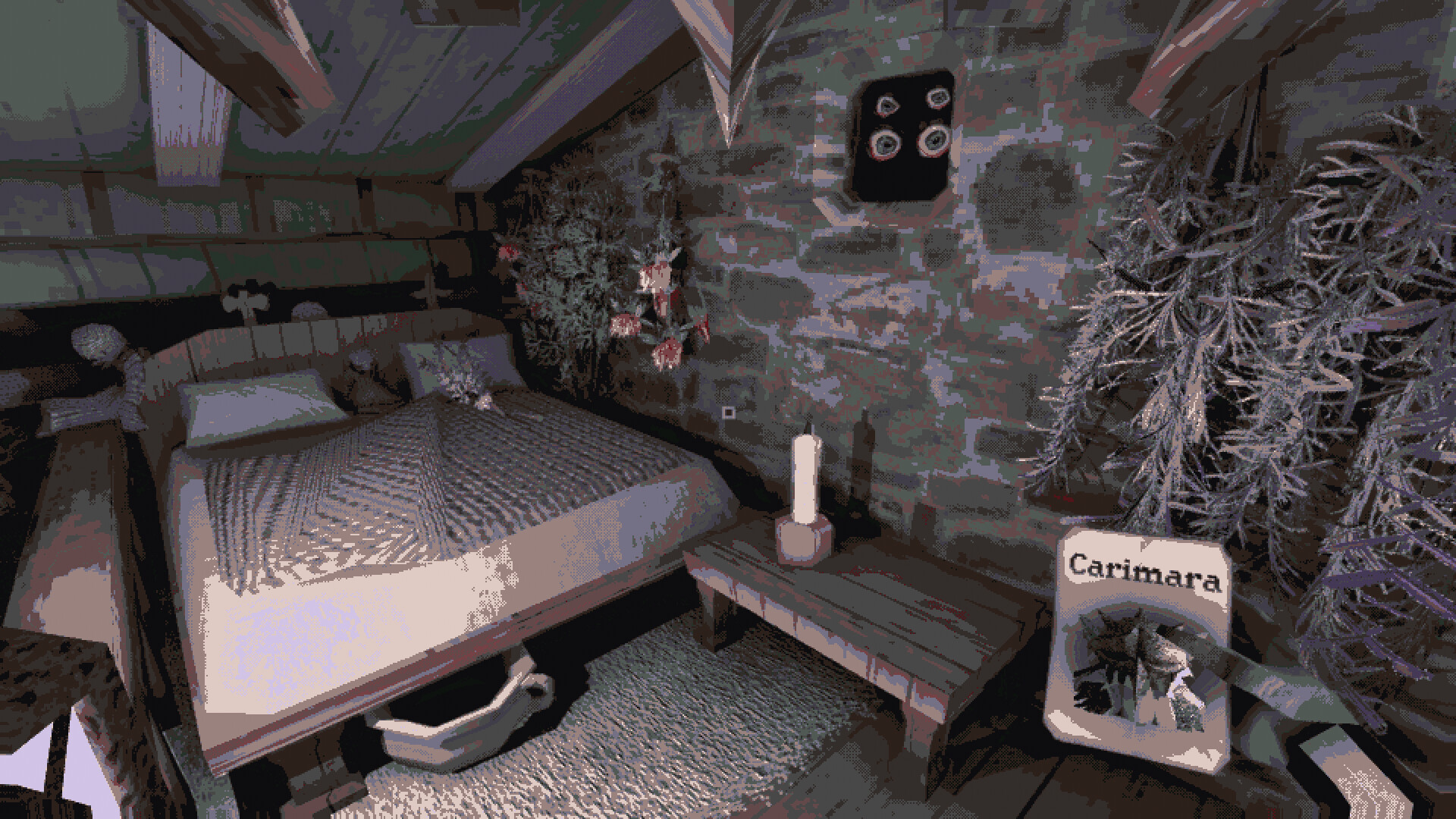The upstairs bed and suspicious hole in Carimara