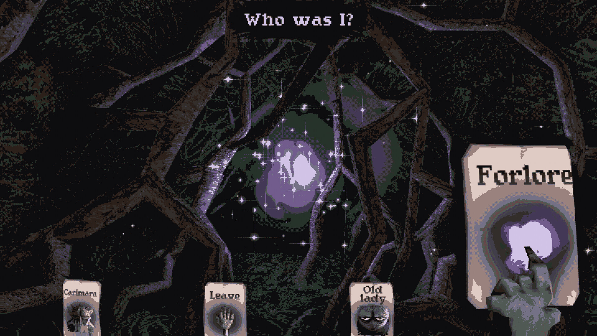 The Forlore asking who it was while Carimara holds answer cards