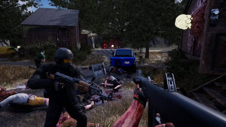 A Codename CURE II squad moving together through the forest region