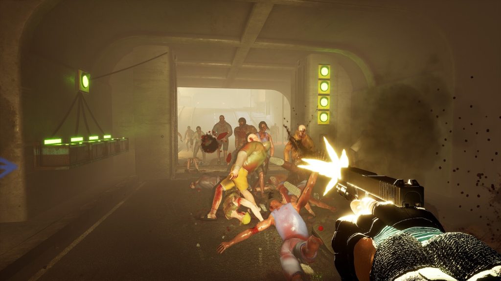A dense infected wave pressing through a Codename CURE II doorway