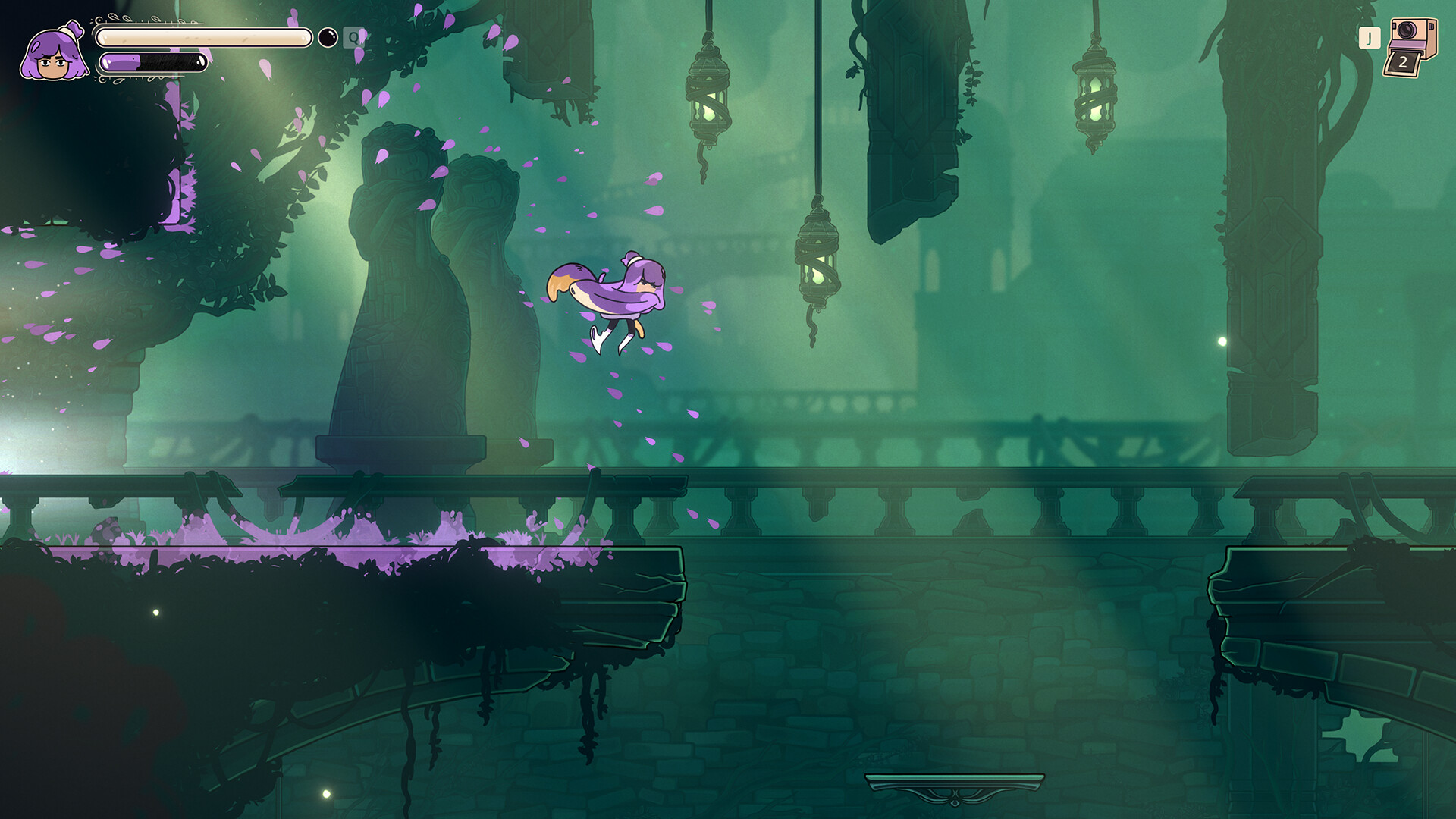 Constance crossing a green chamber with a paint movement ability