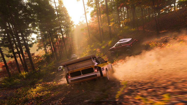 Off-road vehicles racing through a forest in an official Forza Horizon 6 screenshot