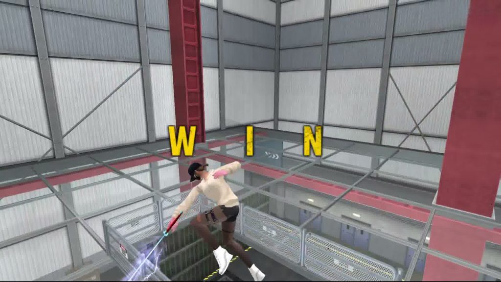 GunZ The Duel fighter finishing an aerial attack in the official Steam build