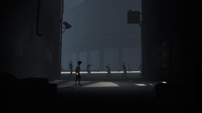 The boy beside a controlled inspection line in INSIDE