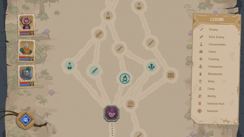 Official Lootbound map with branching paths and a legend for encounters, camps, companions, and boss parts