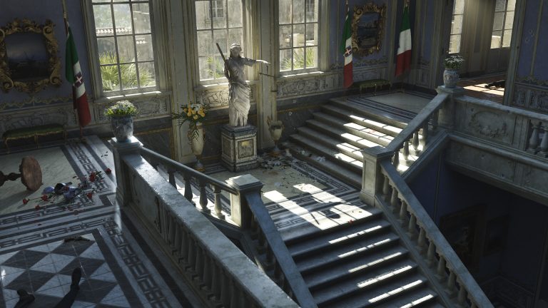 A sunlit damaged villa interior in Mafia The Old Country