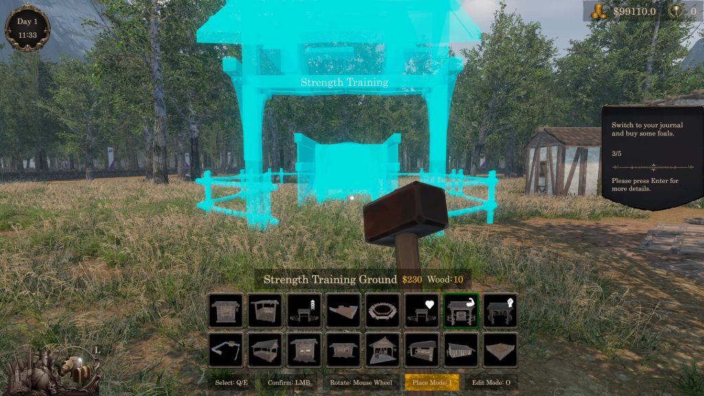 A Strength Training Ground being positioned in Medieval Horse Dealer Simulator