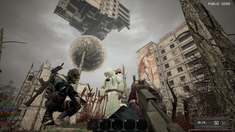 MISERY survivors approaching a huge anomaly above a ruined city