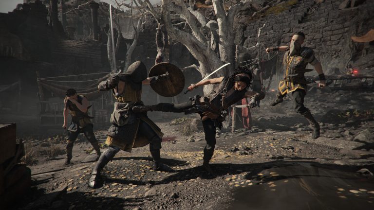 Sophia kicking a soldier during combat in Resonance A Plague Tale Legacy