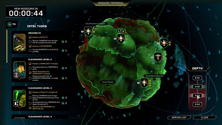 The Rogue Core mission terminal showing a selected expedition before deployment