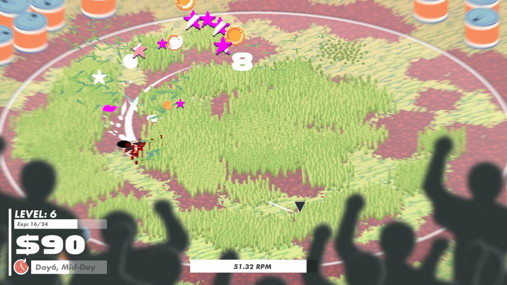 A Slayblade tournament battle in a grass-covered arena