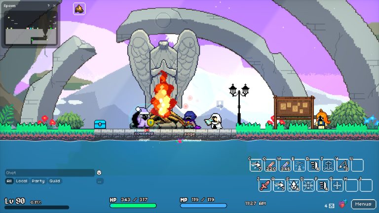 Players gathered beside the Great Campfire and Quest Board at Spawn in Soul's Remnant