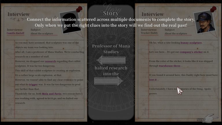 Staffer Retro Logical completion screen for the Epilogue final deductions