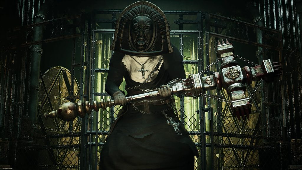 Caroline faces the Iron Maiden boss in Tormented Souls 2