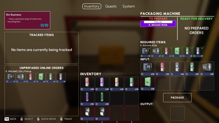 The Vape Store Miami packaging machine showing required items and an order ready to prepare