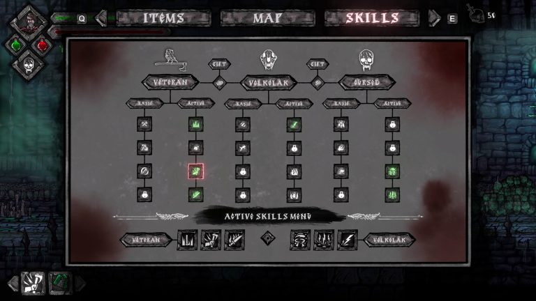 Volkolak skill menu showing Veteran Volkolak and Cursed class branches