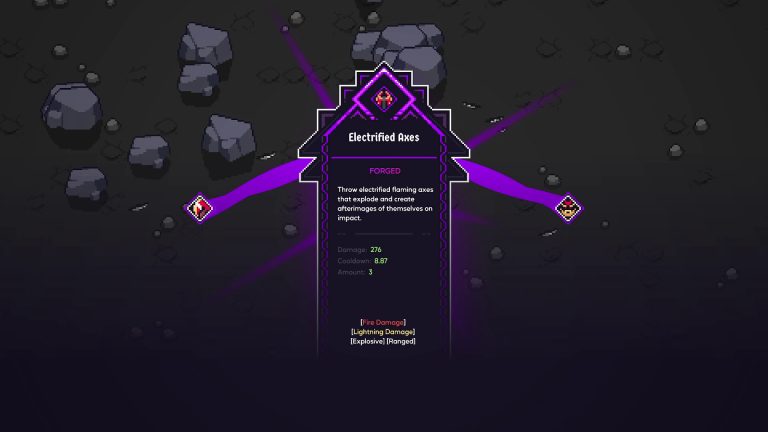 Official Asgard's Fall screenshot showing Electrified Axes being forged from two base abilities