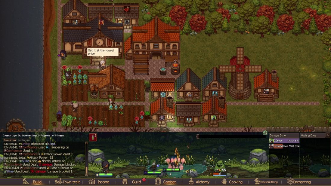 Creator Chronicles village work and a dungeon battle running at the same time