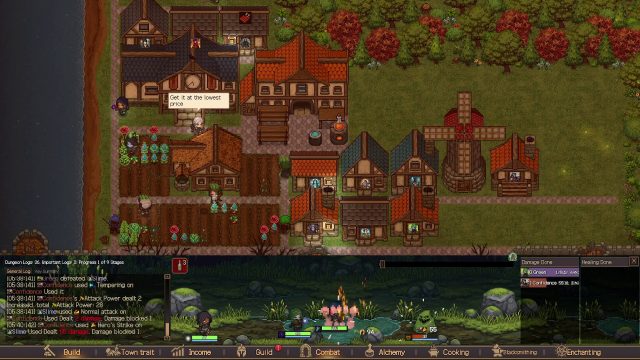 Creator Chronicles village work and a dungeon battle running at the same time