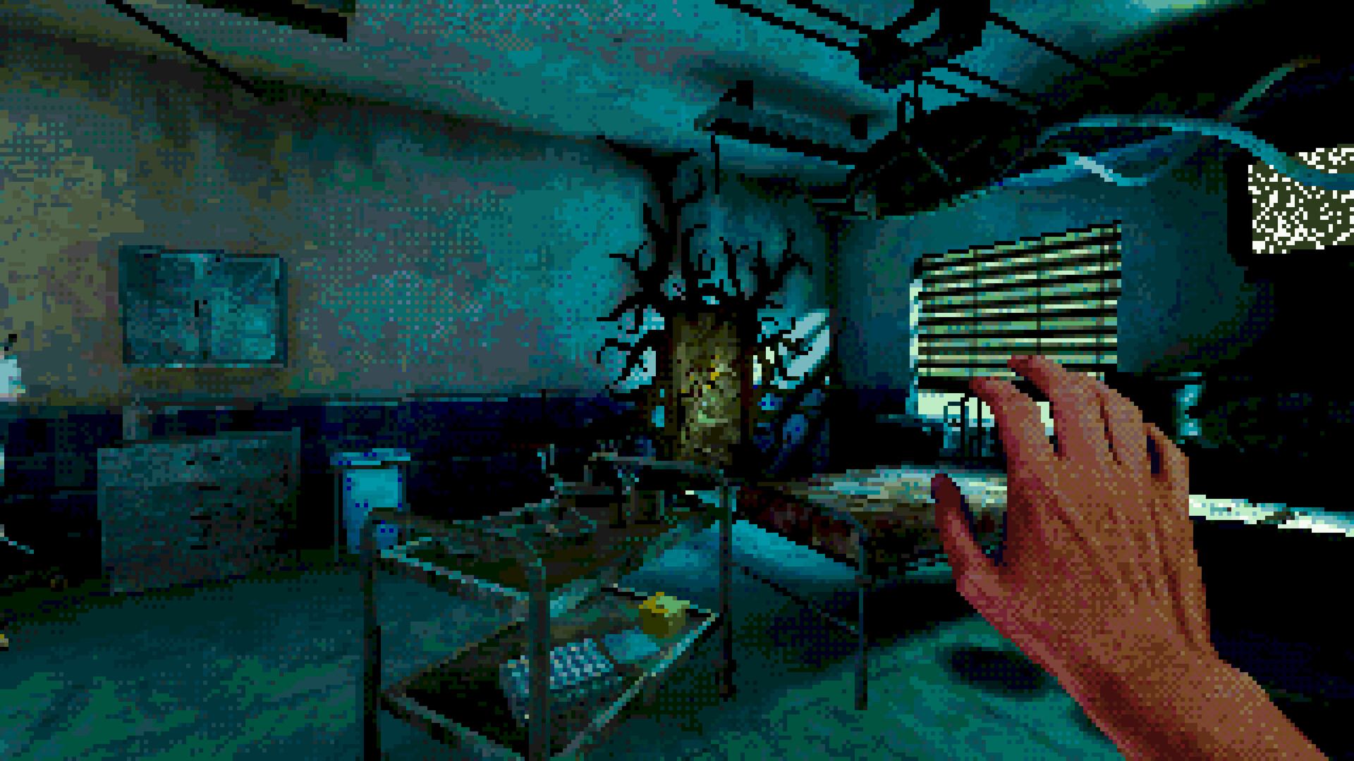 Official Eclipsium screenshot of the Wanderer's hands inside the hospital environment