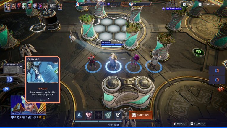 Official Infinity HexaDome Tactics screenshot showing Maximus in an active scoring zone