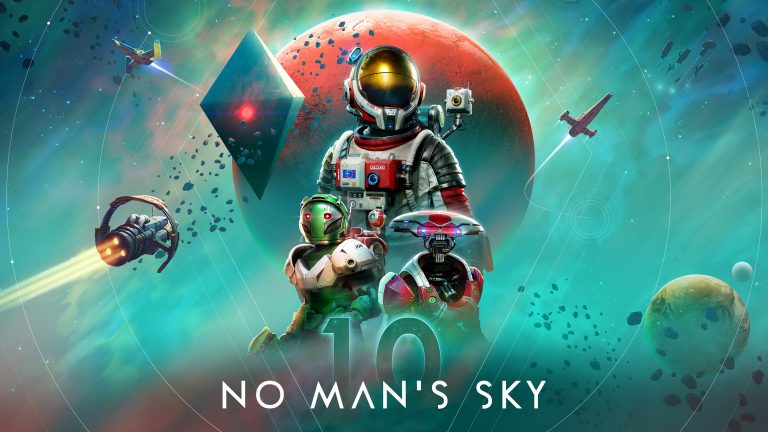 No Man's Sky 2026 key art with an astronaut, ships and planets