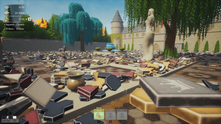 Official Paver: Tidy Up Together screenshot of loose pavers around the castle plaza