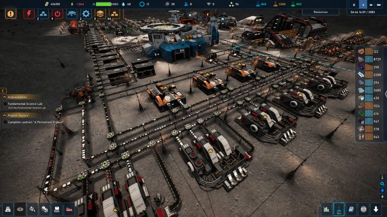 Official The Crust screenshot showing production modules and conveyors inside a large lunar base