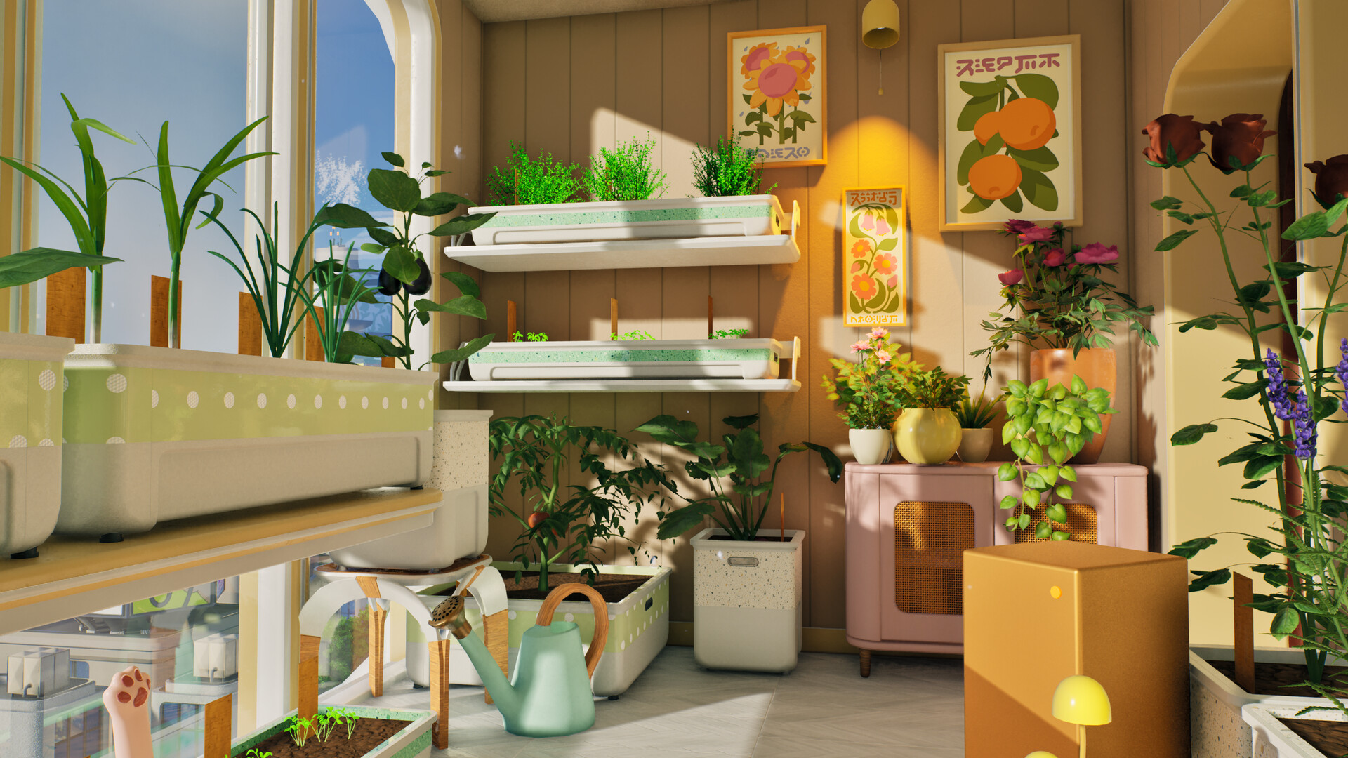 Appartement de Tiny Eden rempli de jardinières près d’une fenêtre ensoleillée