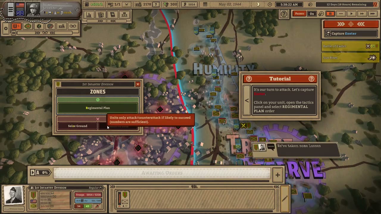 Capture Exeter objective and the Regimental Plan and Seize Ground controls