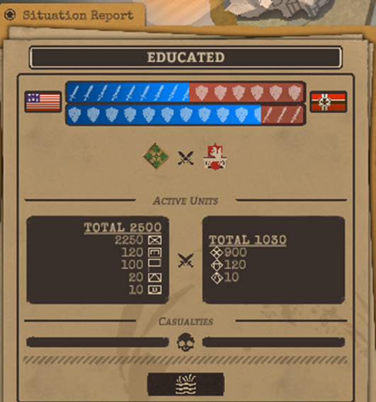 Situation Report with separate attack and defence prediction bars
