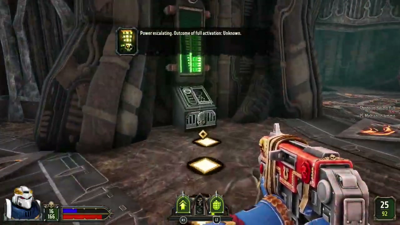 Green power console beside the dormant mechanism on the Ark
