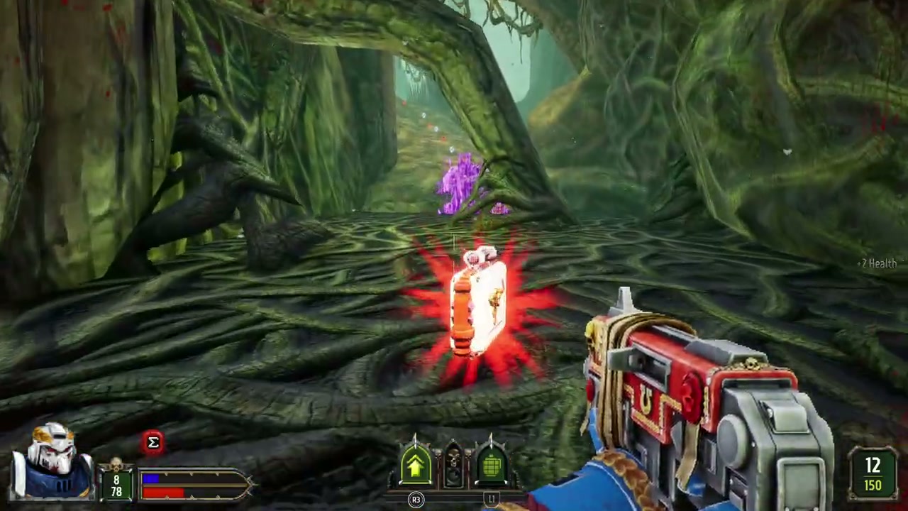 Purple key beneath a root arch in The Bastion