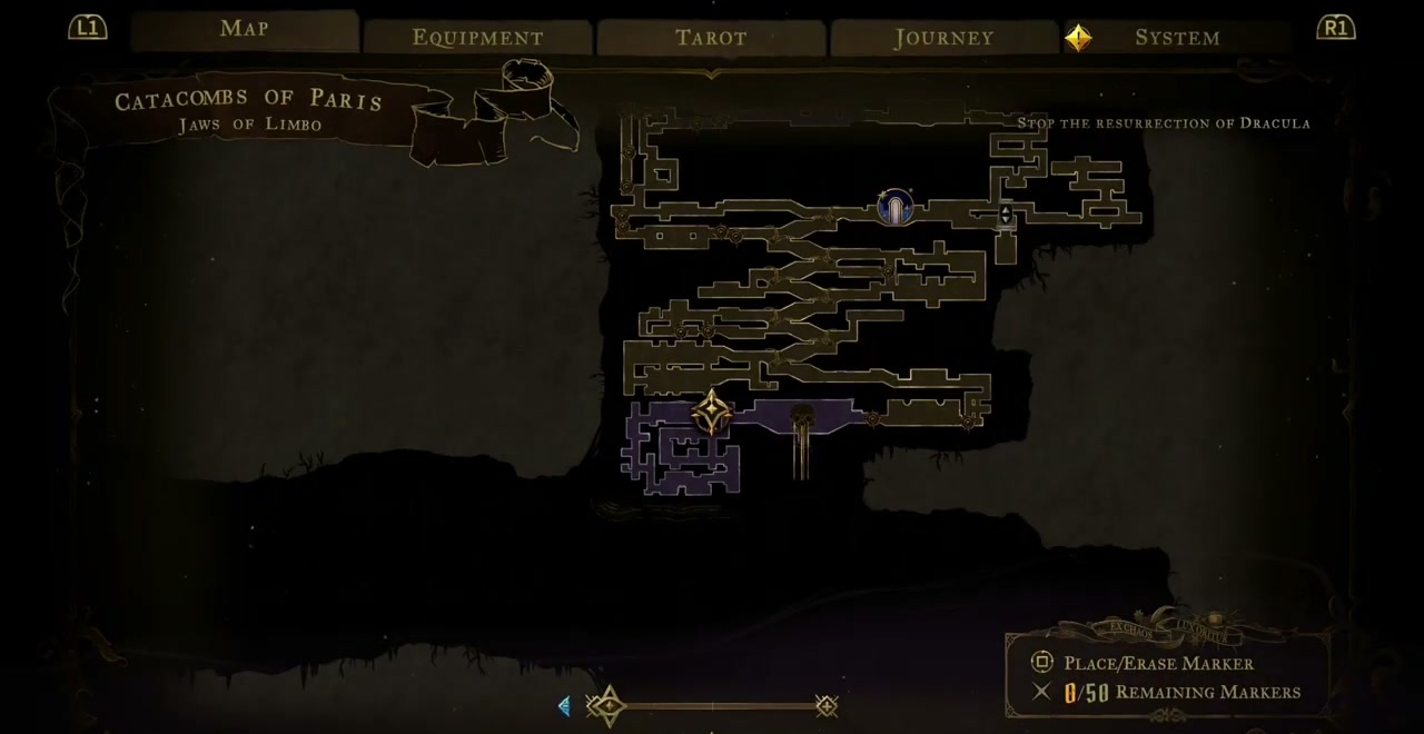Catacombs map showing the lower Jaws of Limbo route