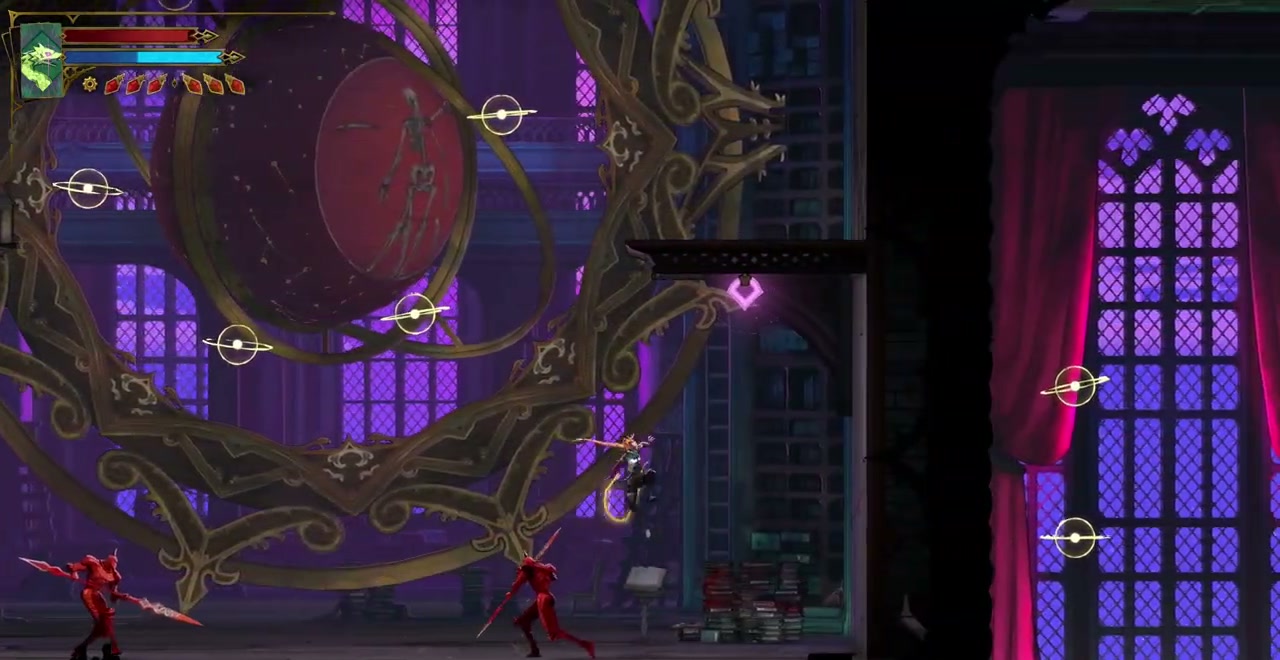 Library orrery with glowing orbiting platforms