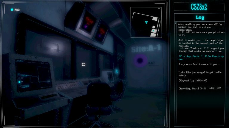 Site A-1 control room with its BSP console, door and camera log