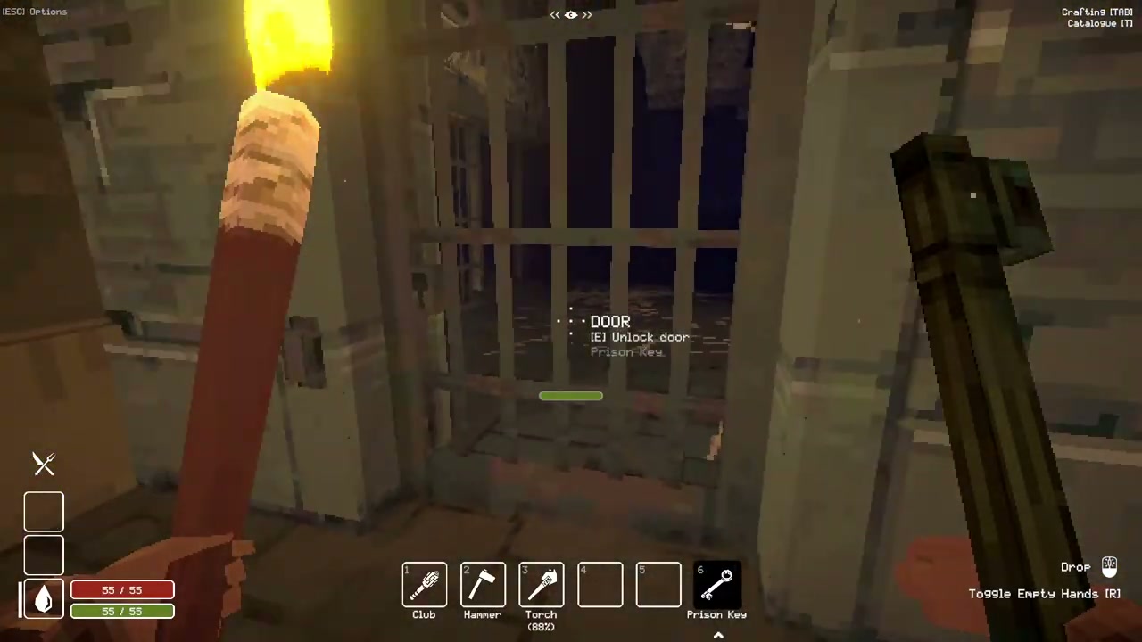 The barred prison door displaying the Prison Key requirement.