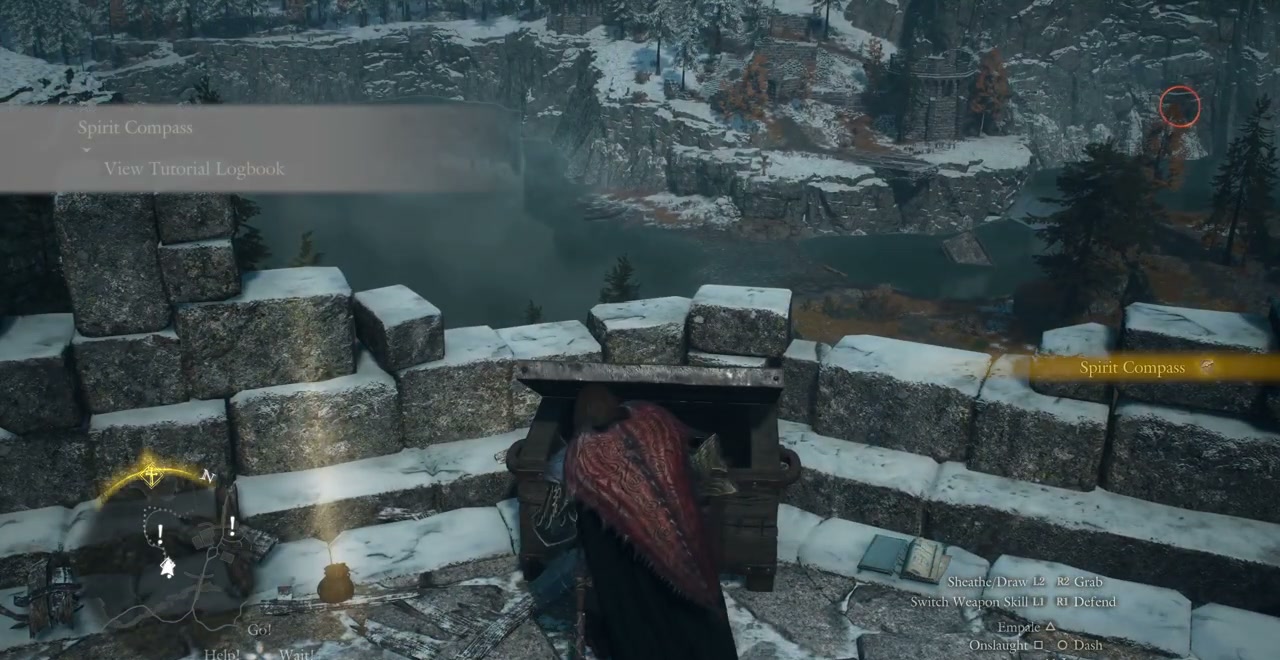 Opened chest at the top of the village tower with Spirit Compass acquisition notice