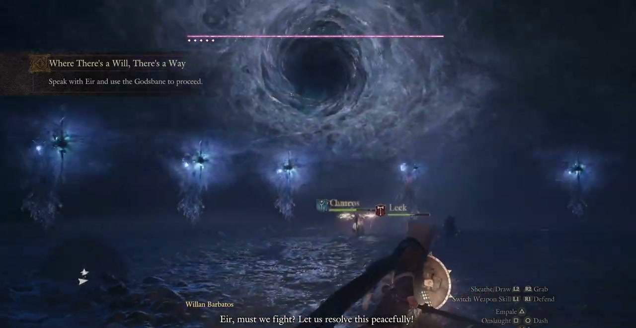 Willan Barbatos and summoned enemies beyond the portal