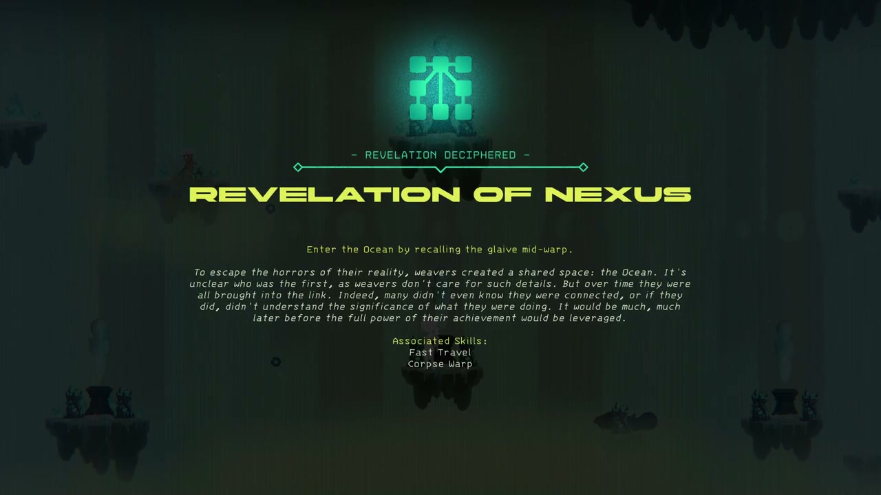 Revelation of Nexus showing the instruction to recall the Glaive mid-warp