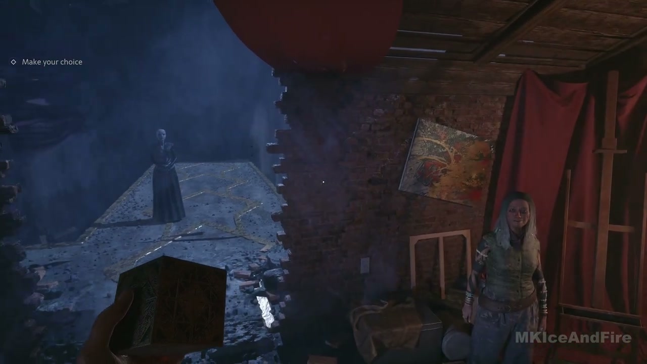 Fallen beyond the broken wall while the objective reads Make your choice