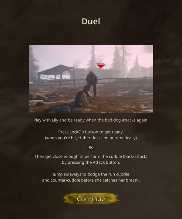 The Duel tutorial explaining lock-on and sideways dodging