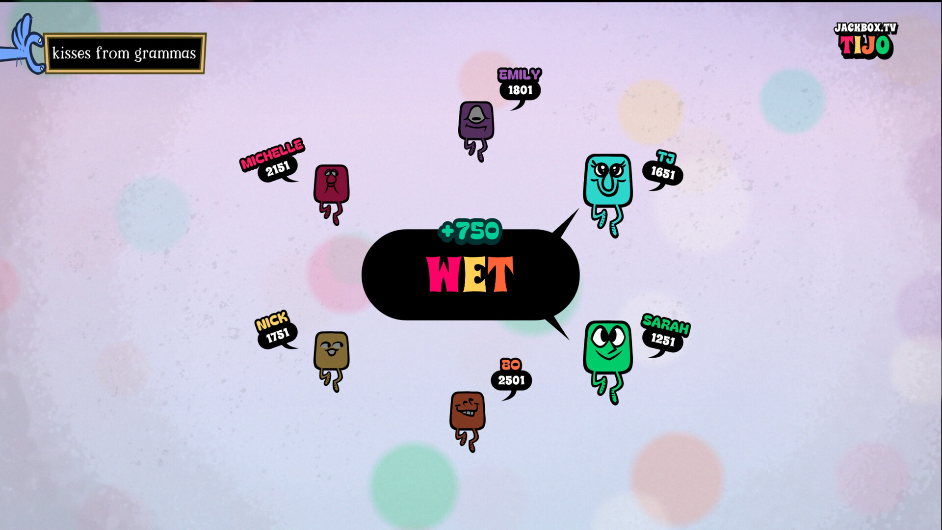 MegaPals showing two players connected to the matching answer WET