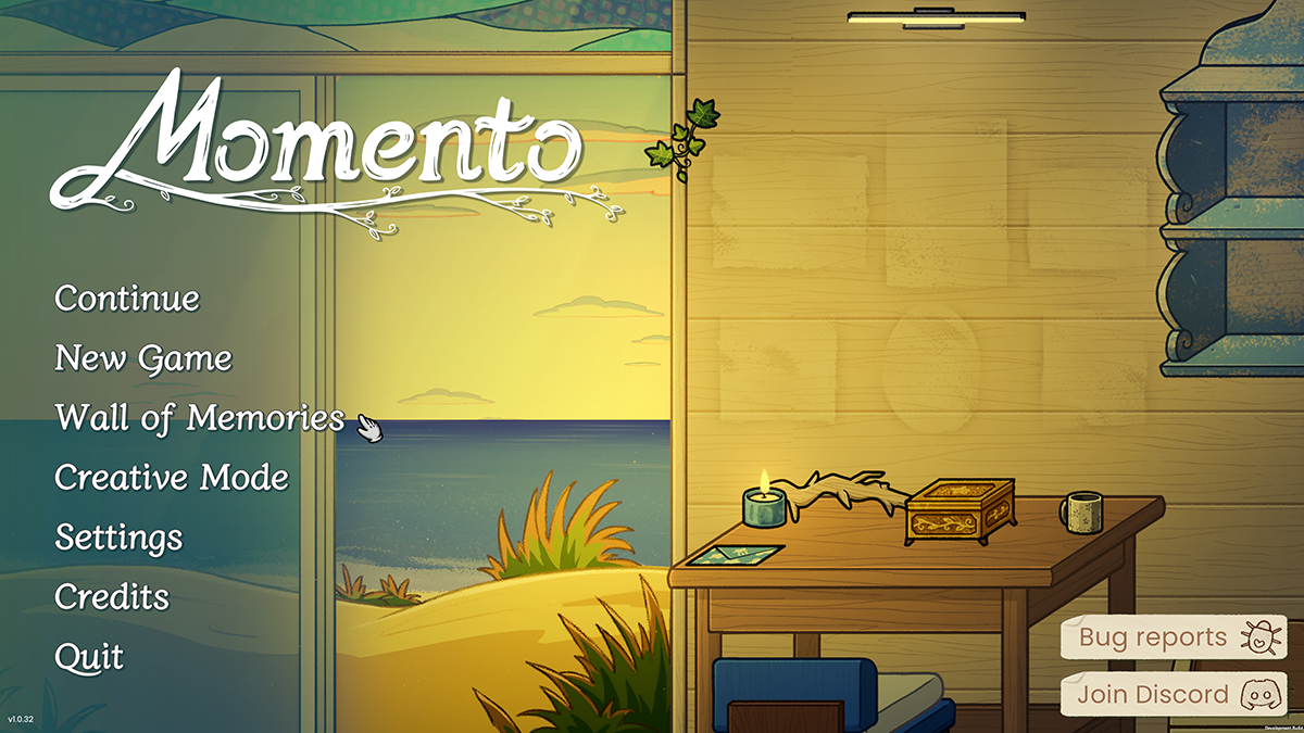Momento main menu with Wall of Memories selected